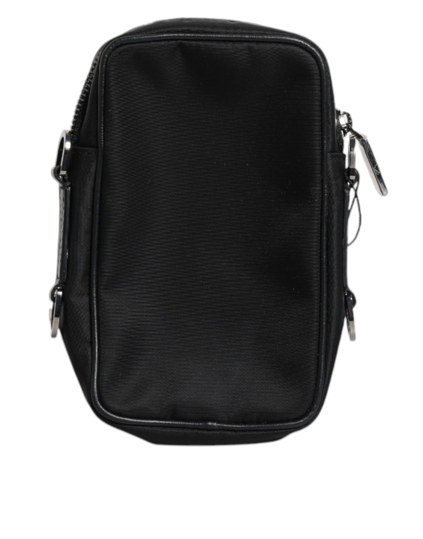 Dolce &amp; Gabbana – Clutch aus schwarzem genarbtem Leder mit Logo-Plakette