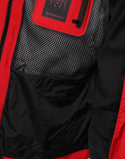 Dolce &amp; Gabbana – Rote Nylon-Parkajacke mit durchgehendem Reißverschluss für Herren