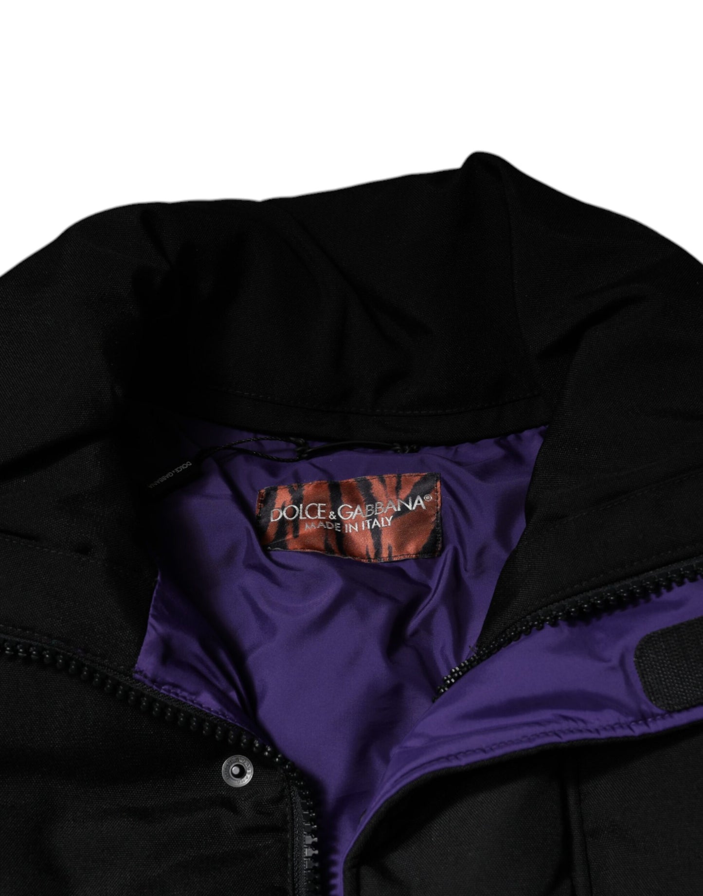 Dolce &amp; Gabbana – Schwarze Pufferjacke aus Nylon für Herren mit durchgehendem Reißverschluss