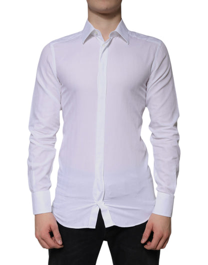 Dolce &amp; Gabbana Weißes formelles Herrenhemd aus Baumwolle in Gold