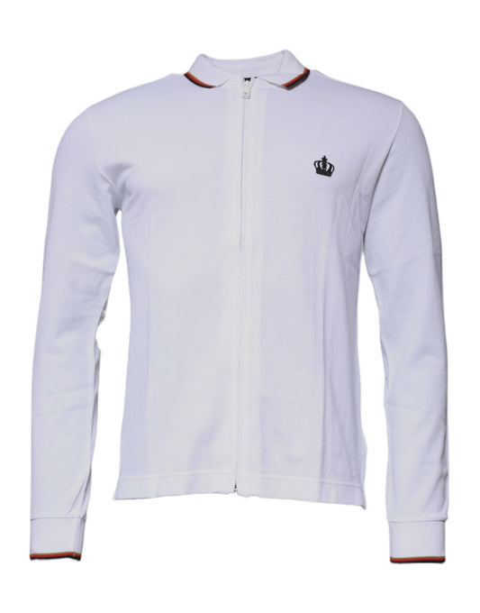 Dolce &amp; Gabbana White Crown Herren Sweatshirt mit durchgehendem Reißverschluss