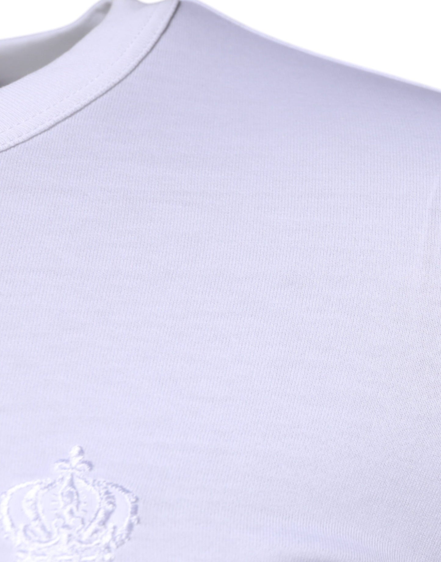 Dolce &amp; Gabbana – Weißer Pullover mit Krone und Rundhalsausschnitt aus Baumwolle