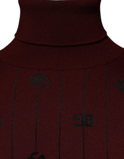 Dolce &amp; Gabbana Kastanienbrauner Rollkragenpullover mit Monogramm