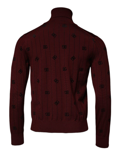 Dolce &amp; Gabbana Kastanienbrauner Rollkragenpullover mit Monogramm
