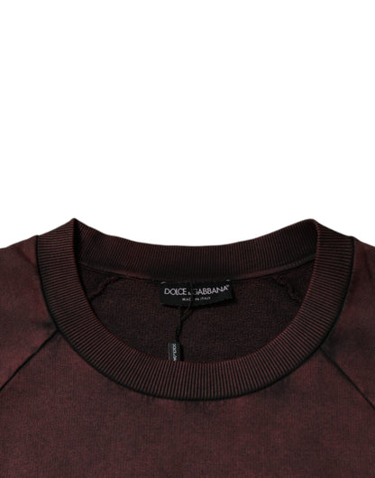 Dolce &amp; Gabbana Brauner Pullover mit Rundhalsausschnitt und Logo aus Baumwolle