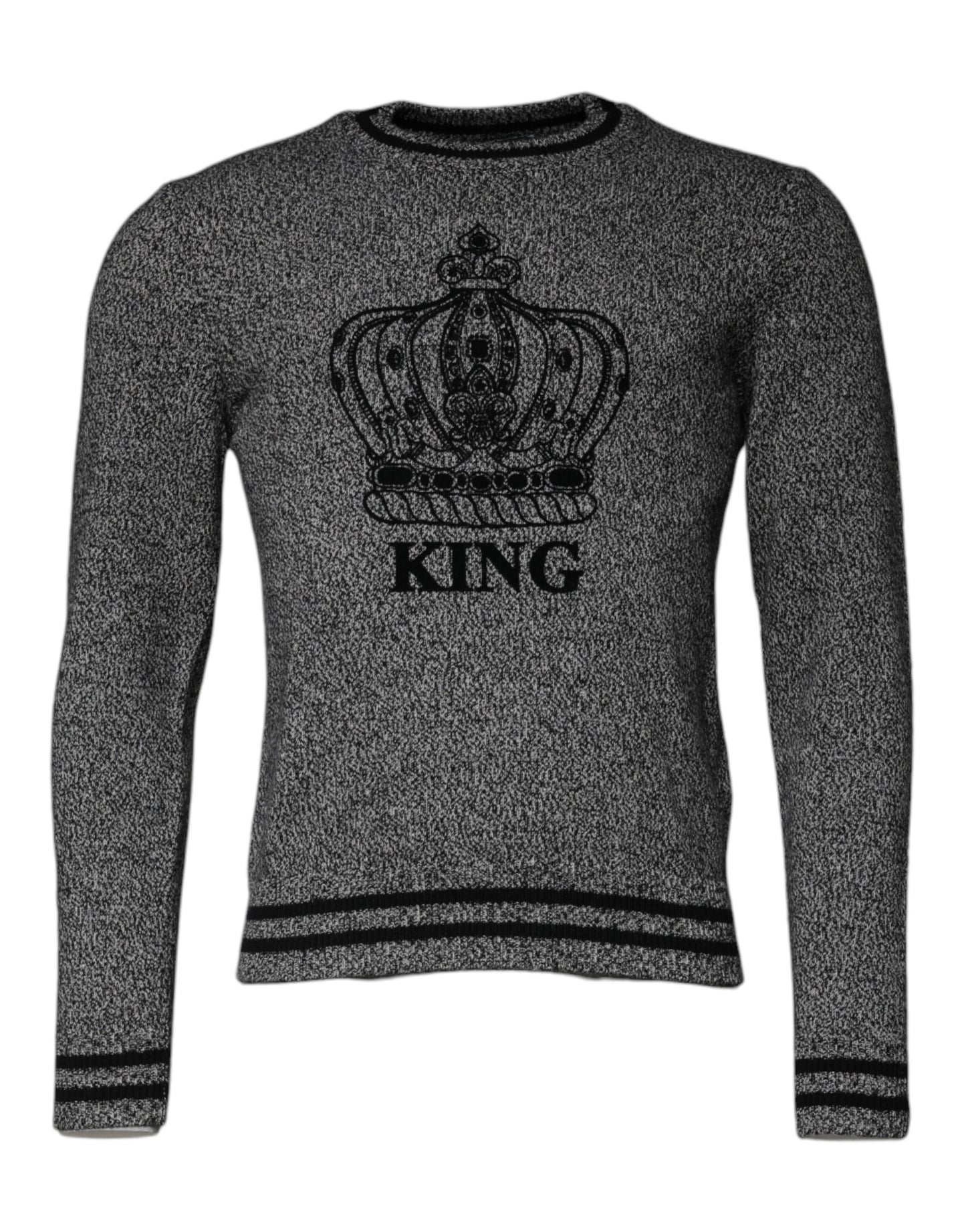 Dolce &amp; Gabbana Grauer Pullover aus Kaschmir mit Kronenkönig