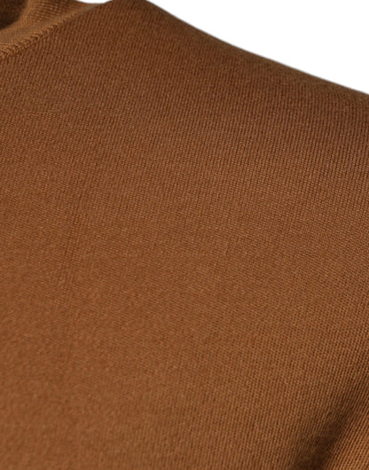 Dolce &amp; Gabbana – Brauner Pullover mit Rundhalsausschnitt und Logo-Plakette