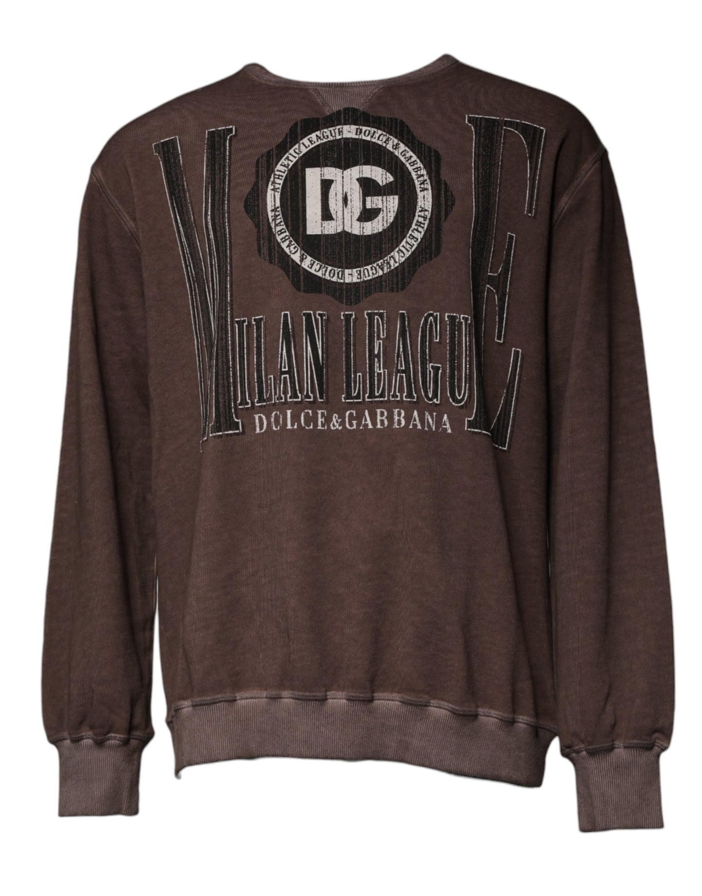 Dolce &amp; Gabbana – Brauner Pullover mit Rundhalsausschnitt und Logo-Print