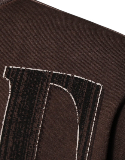 Dolce &amp; Gabbana – Brauner Pullover mit Rundhalsausschnitt und Logo-Print