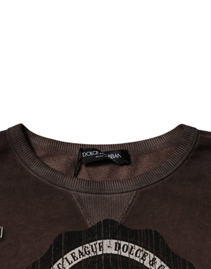 Dolce &amp; Gabbana – Brauner Pullover mit Rundhalsausschnitt und Logo-Print