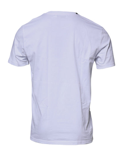 Dolce &amp; Gabbana – T-Shirt aus Baumwolle mit Rundhalsausschnitt und Leopardenmuster in Weiß und Rot