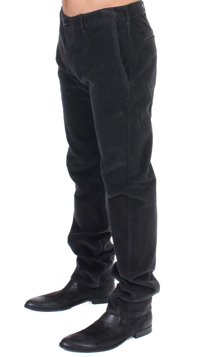 GF Ferre – Gerade geschnittene Hose aus schwarzem Cord und Baumwolle