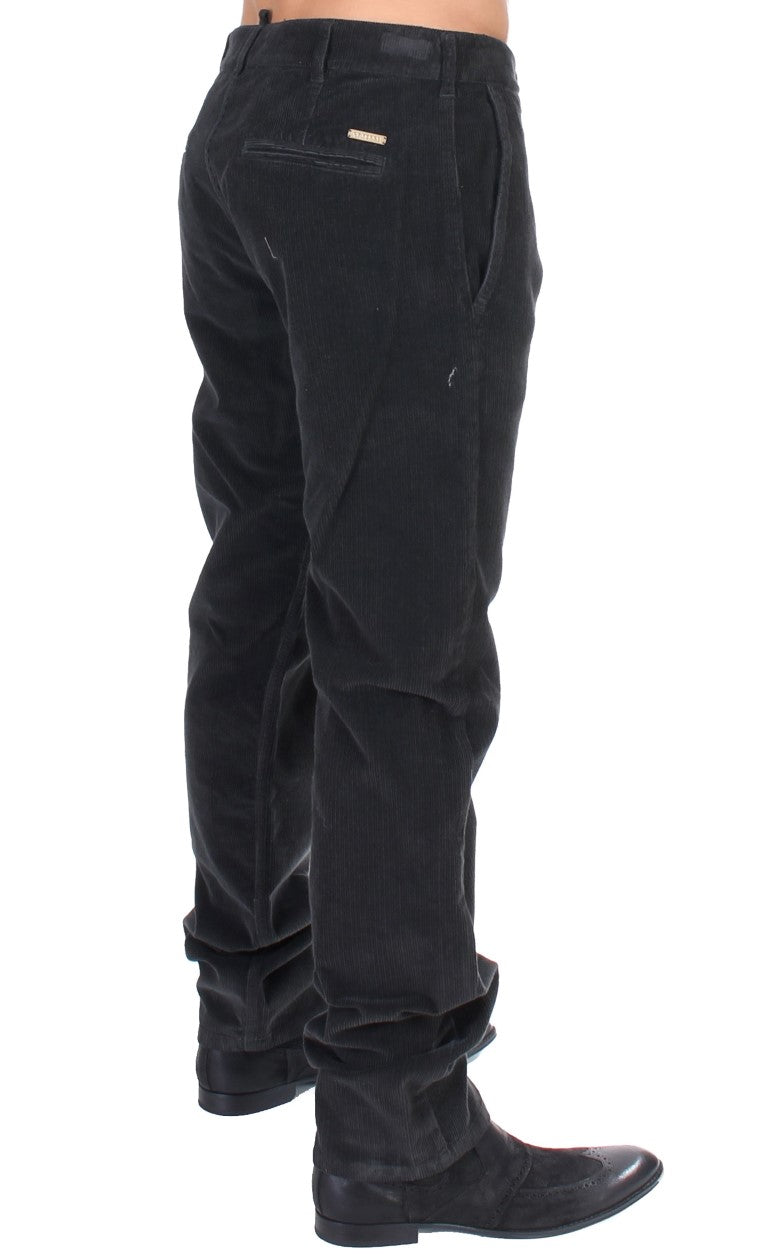 GF Ferre – Gerade geschnittene Hose aus schwarzem Cord und Baumwolle