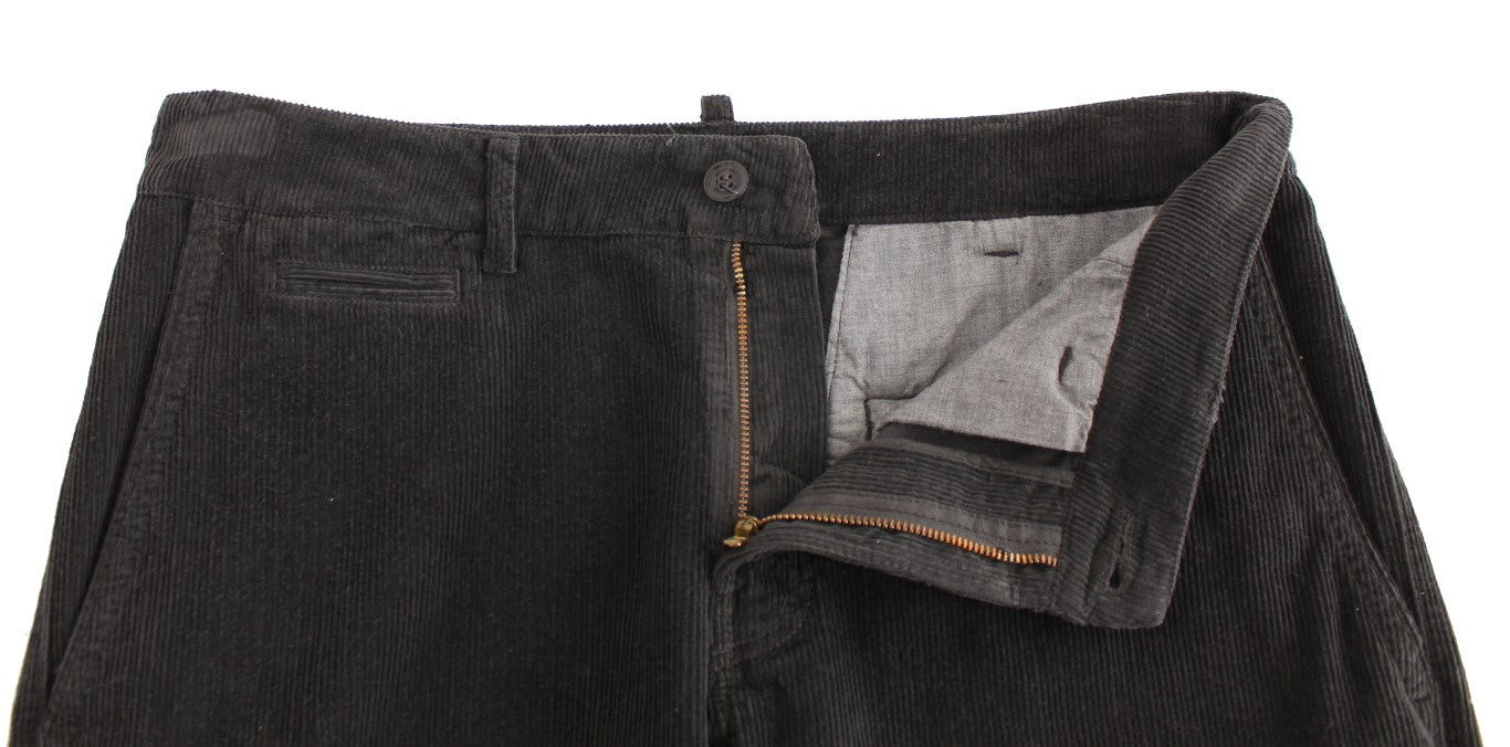 GF Ferre – Gerade geschnittene Hose aus schwarzem Cord und Baumwolle