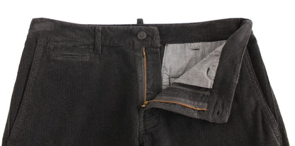 GF Ferre – Gerade geschnittene Hose aus schwarzem Cord und Baumwolle