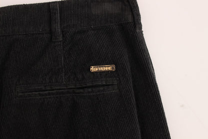 GF Ferre – Gerade geschnittene Hose aus schwarzem Cord und Baumwolle