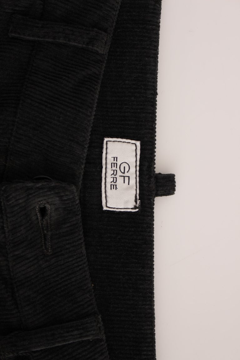 GF Ferre – Gerade geschnittene Hose aus schwarzem Cord und Baumwolle