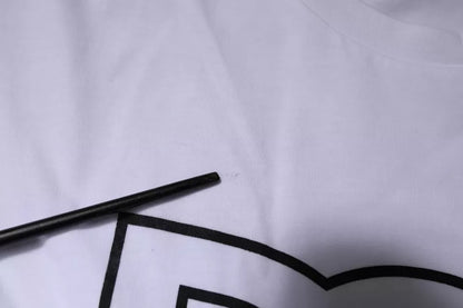 تي شيرت دولتشي آند غابانا أبيض من القطن بشعار DG وياقة دائرية