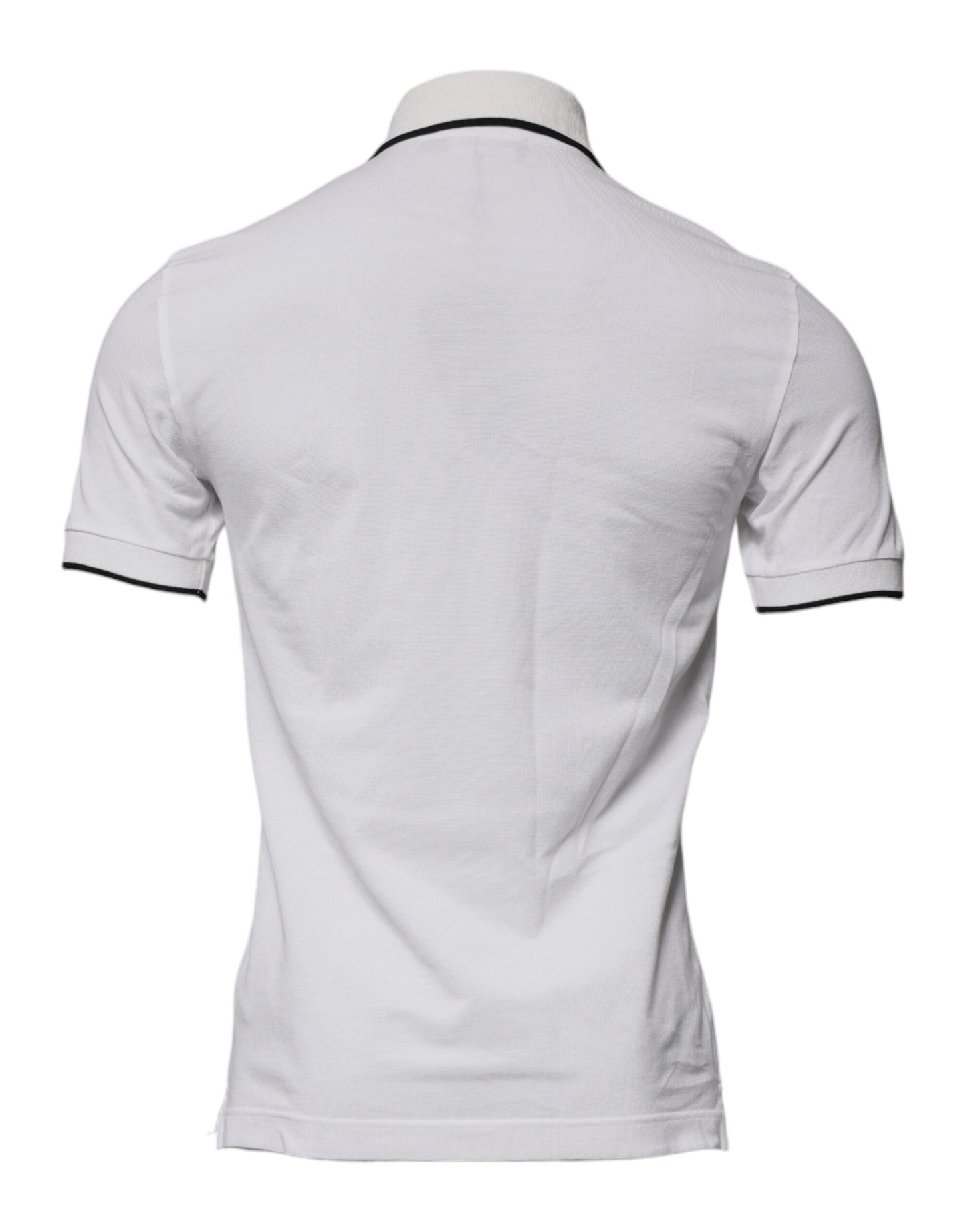 Dolce &amp; Gabbana – Poloshirt aus Baumwolle mit Kragen und Krone in Off-White