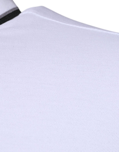 Dolce &amp; Gabbana – Weißes Poloshirt aus Baumwolle mit Kronenkragen