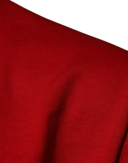 تي شيرت دولتشي آند غابانا أحمر من القطن بنقشة عين DG، بياقة دائرية