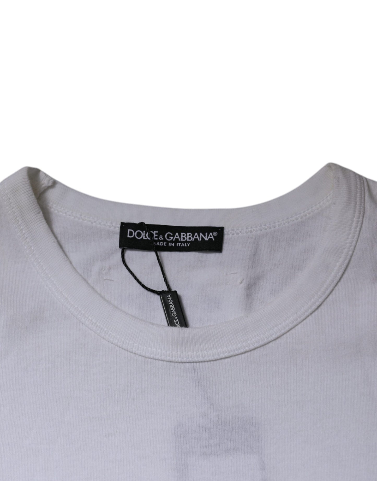 Dolce &amp; Gabbana – T-Shirt mit Rundhalsausschnitt und kurzen Ärmeln in Weiß