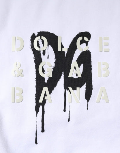 Dolce &amp; Gabbana – Weißes T-Shirt aus Baumwolle mit Rundhalsausschnitt und DG-Logo