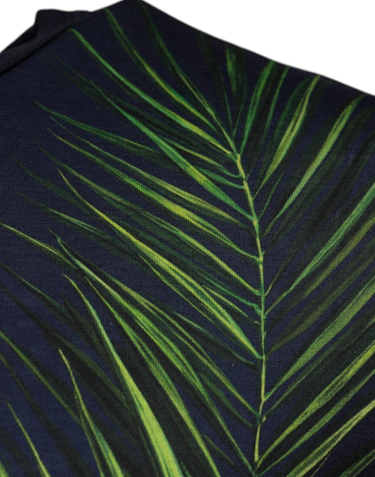 Dolce &amp; Gabbana – Kurzärmliges T-Shirt mit Rundhalsausschnitt und blauem Baumdruck