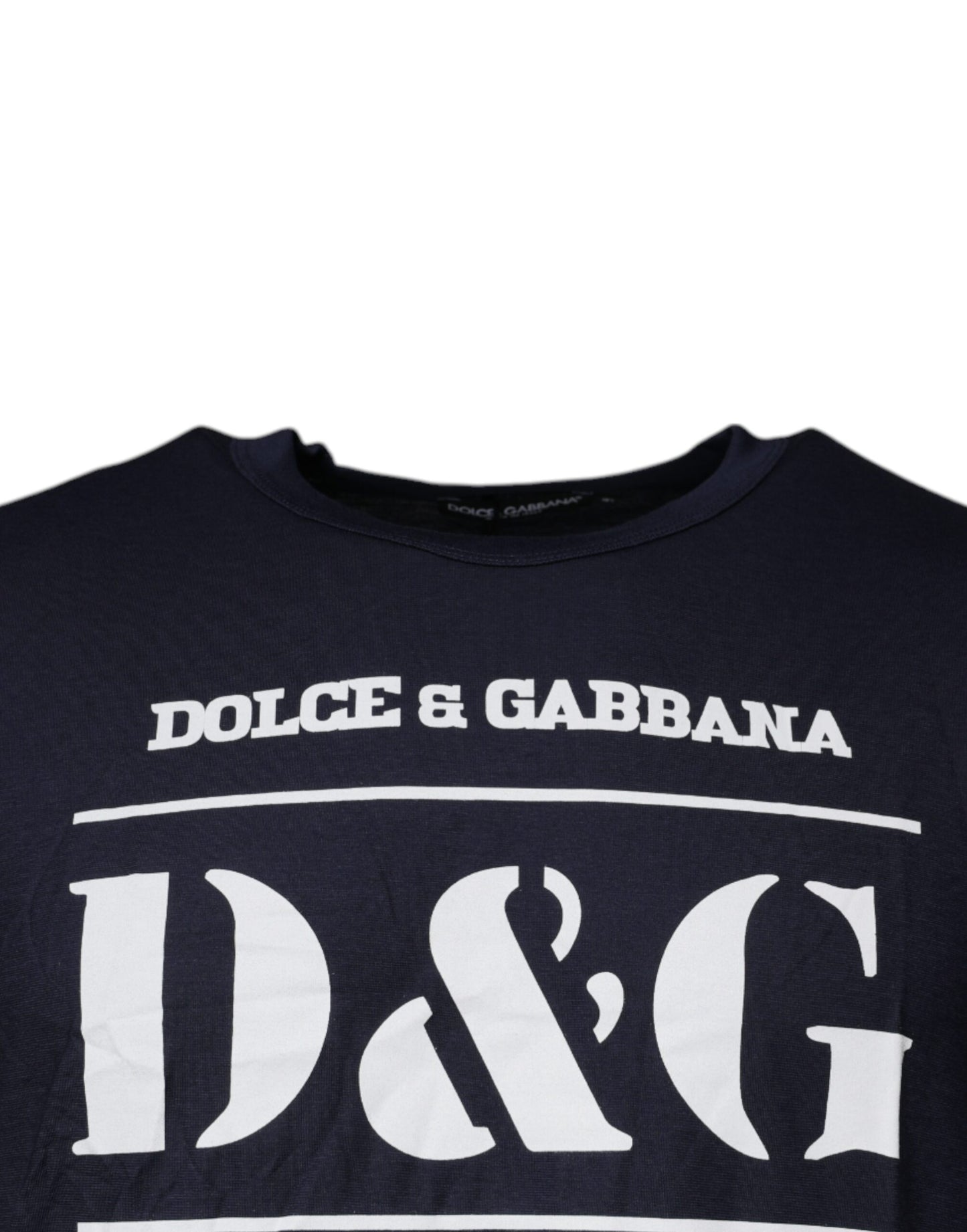 Dolce &amp; Gabbana Blaues D&amp;G King Of Love Baumwoll-T-Shirt mit Rundhalsausschnitt