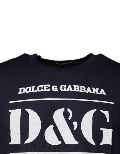 Dolce &amp; Gabbana Blaues D&amp;G King Of Love Baumwoll-T-Shirt mit Rundhalsausschnitt