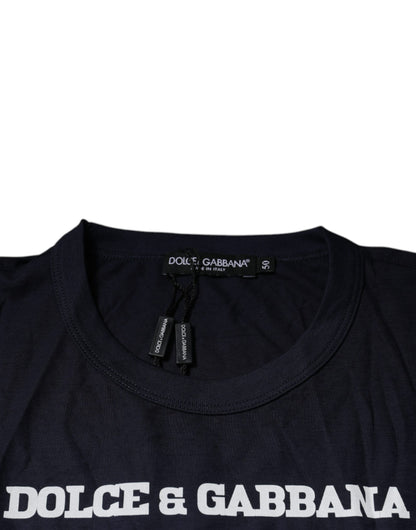 Dolce &amp; Gabbana Blaues D&amp;G King Of Love Baumwoll-T-Shirt mit Rundhalsausschnitt