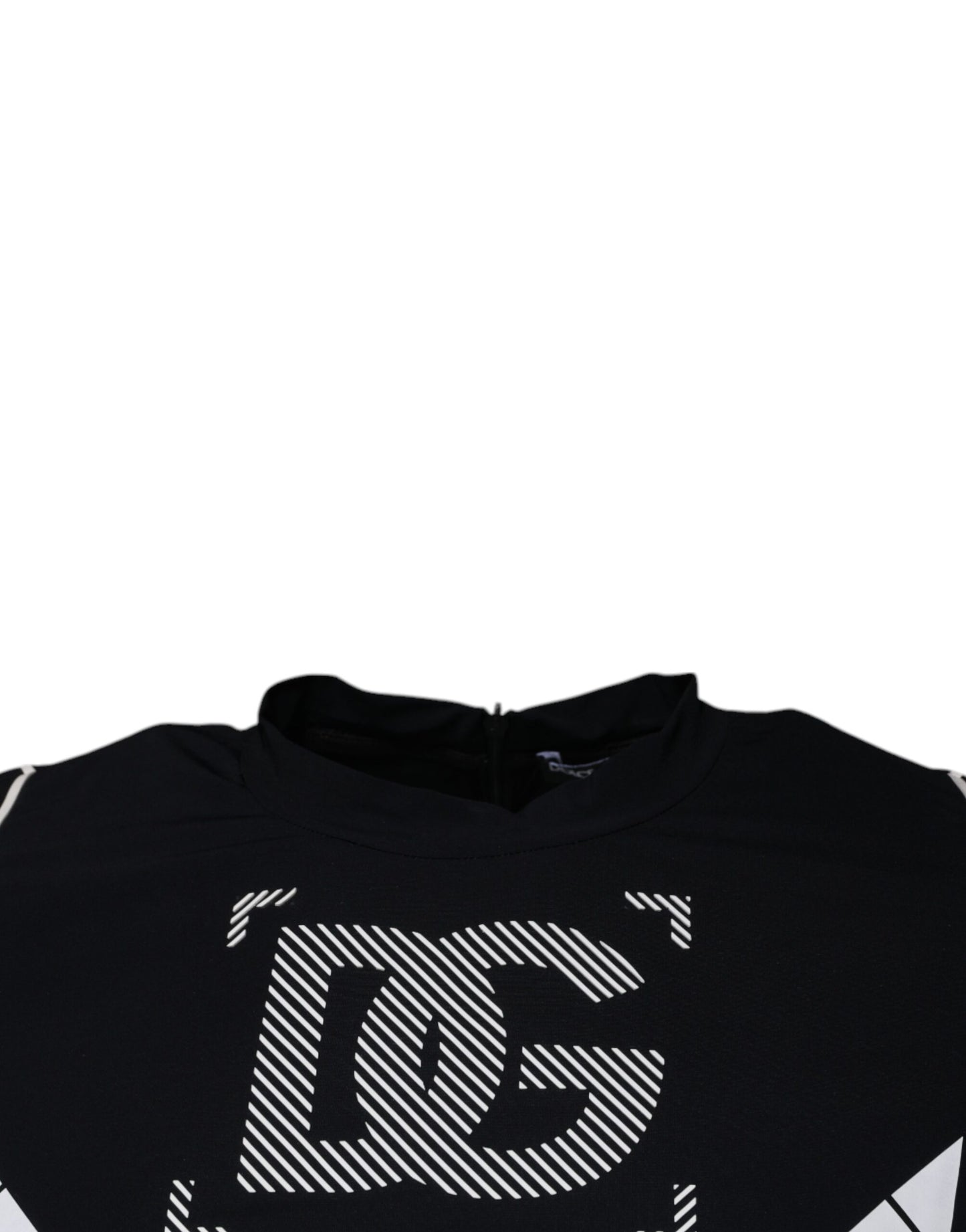 Dolce &amp; Gabbana – Schwarzes Nylon-T-Shirt mit Rundhalsausschnitt und grafischem Print