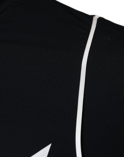 Dolce &amp; Gabbana – Schwarzes Nylon-T-Shirt mit Rundhalsausschnitt und grafischem Print