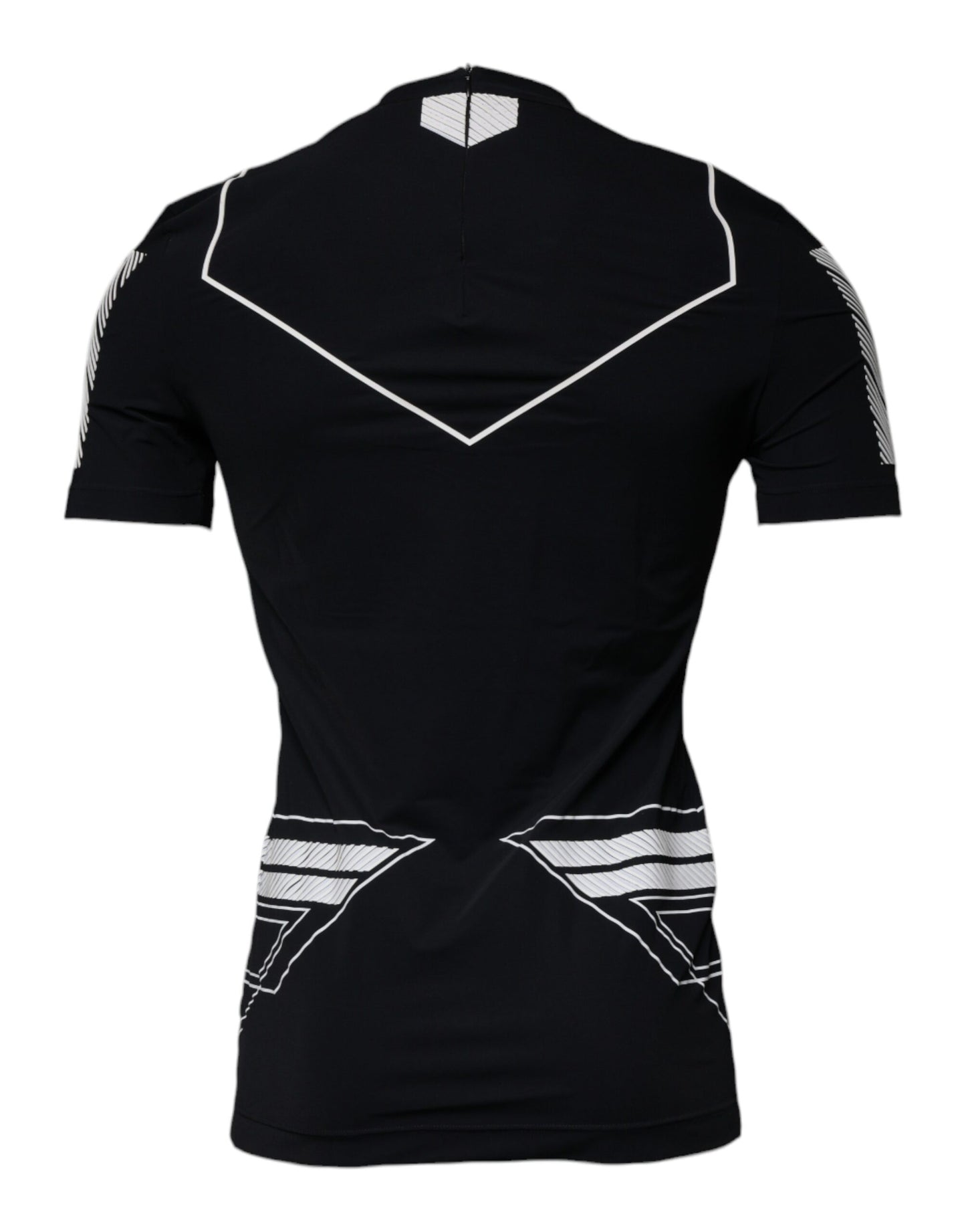 Dolce &amp; Gabbana – Schwarzes Nylon-T-Shirt mit Rundhalsausschnitt und grafischem Print