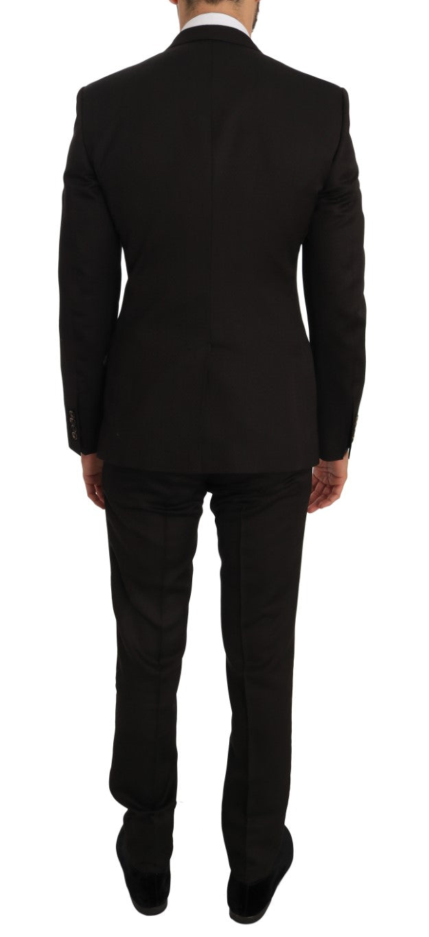 Dolce &amp; Gabbana Braune Woll-Slim-Fit-Jacke mit Kristallbiene MARTINI