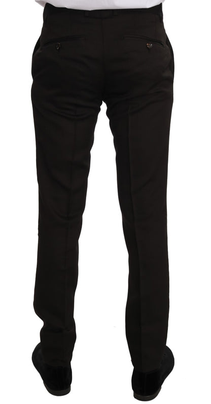 Dolce &amp; Gabbana Braune Woll-Slim-Fit-Jacke mit Kristallbiene MARTINI