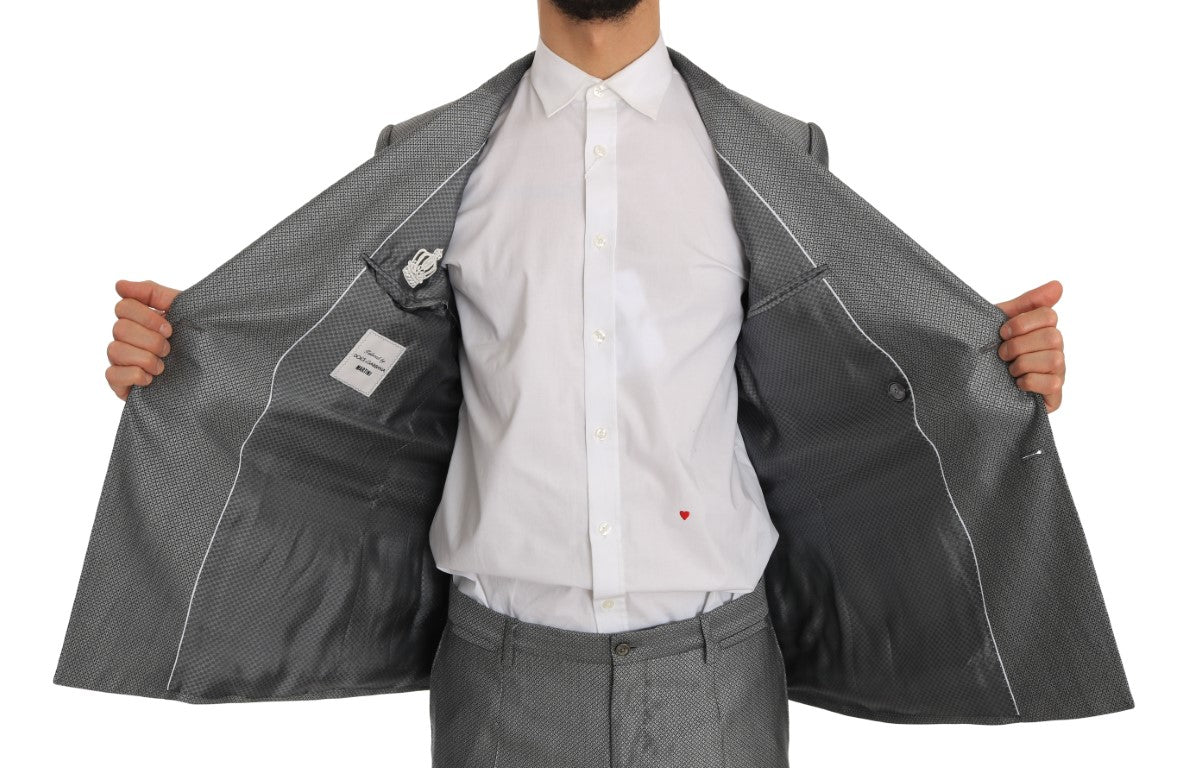 Dolce &amp; Gabbana – Schwarzer Stretch-Anzug mit Kristallbienen-Schmalschnitt