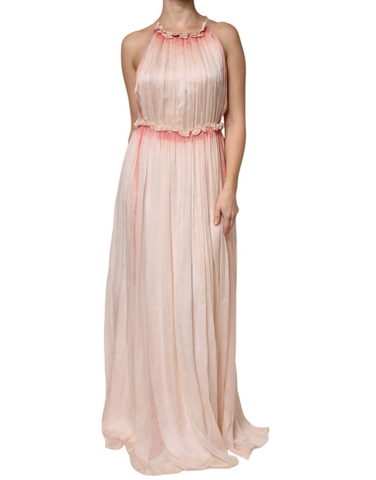 Alberta Ferretti – Ärmelloses, plissiertes Maxikleid in A-Linie, Rosa
