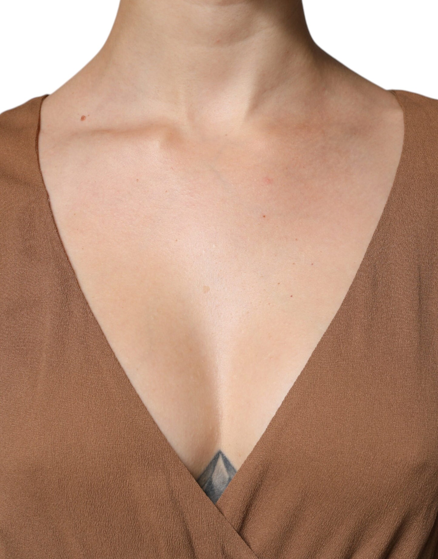 Fabiana Filippi – Braunes, ärmelloses Maxikleid in A-Linie mit tiefem V-Ausschnitt