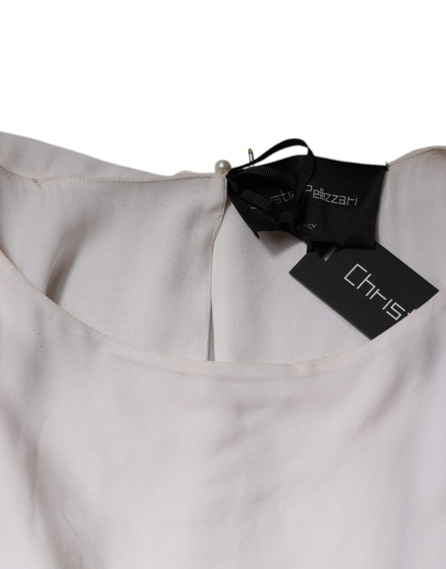 Christian Pellizzari – Langes Maxikleid mit Verzierung in Off-White