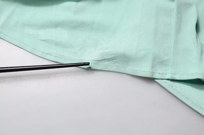 Elisabetta Franchi – Mintgrünes, langes Jumpsuit-Kleid mit einer Schulter