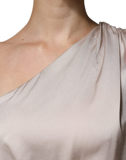 Christian Pellizzari Beiges asymmetrisches Drapiertes Kleid mit One-Shoulder-Träger