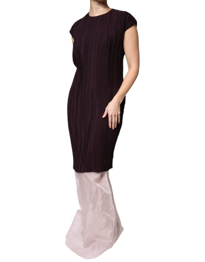 Barbara Casasola – Braunes Maxikleid aus Seide mit kurzen Ärmeln