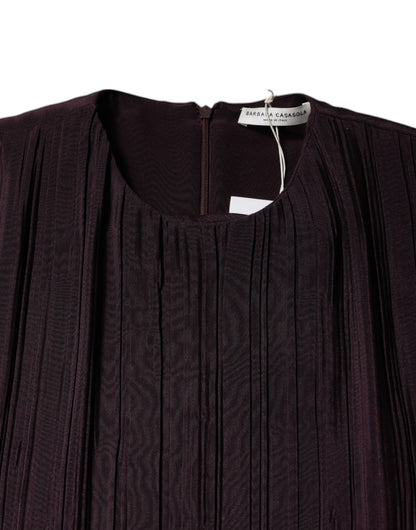 Barbara Casasola – Braunes Maxikleid aus Seide mit kurzen Ärmeln