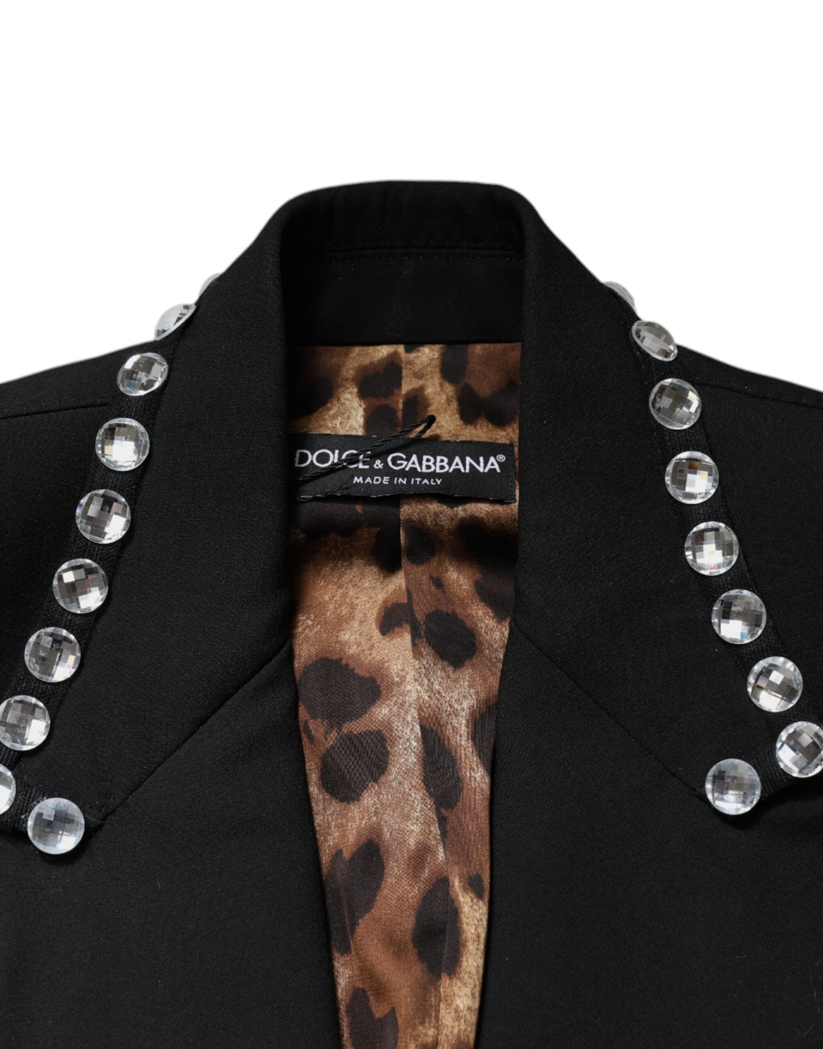 Dolce &amp; Gabbana – Zweireihige Blazerjacke mit schwarzem Kristall