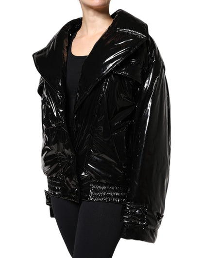 Dolce &amp; Gabbana – Schwarze Blousonjacke aus Polyester mit Knopfleiste