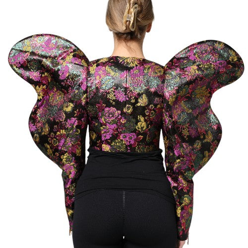 Dolce &amp; Gabbana – Kurze Jacquard-Jacke mit mehrfarbigem Blumenmuster