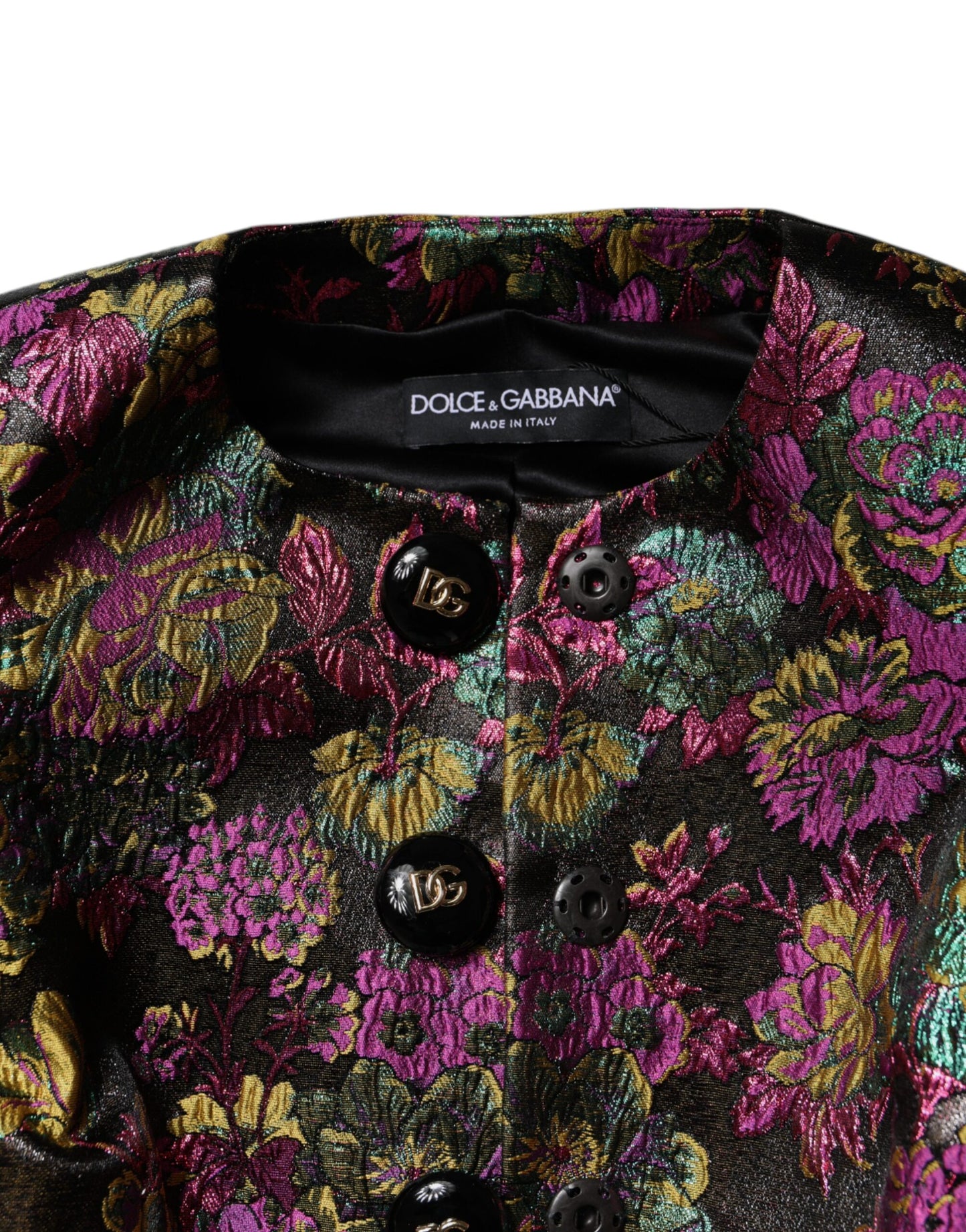 Dolce &amp; Gabbana – Kurze Jacquard-Jacke mit mehrfarbigem Blumenmuster