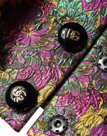 Dolce &amp; Gabbana – Kurze Jacquard-Jacke mit mehrfarbigem Blumenmuster