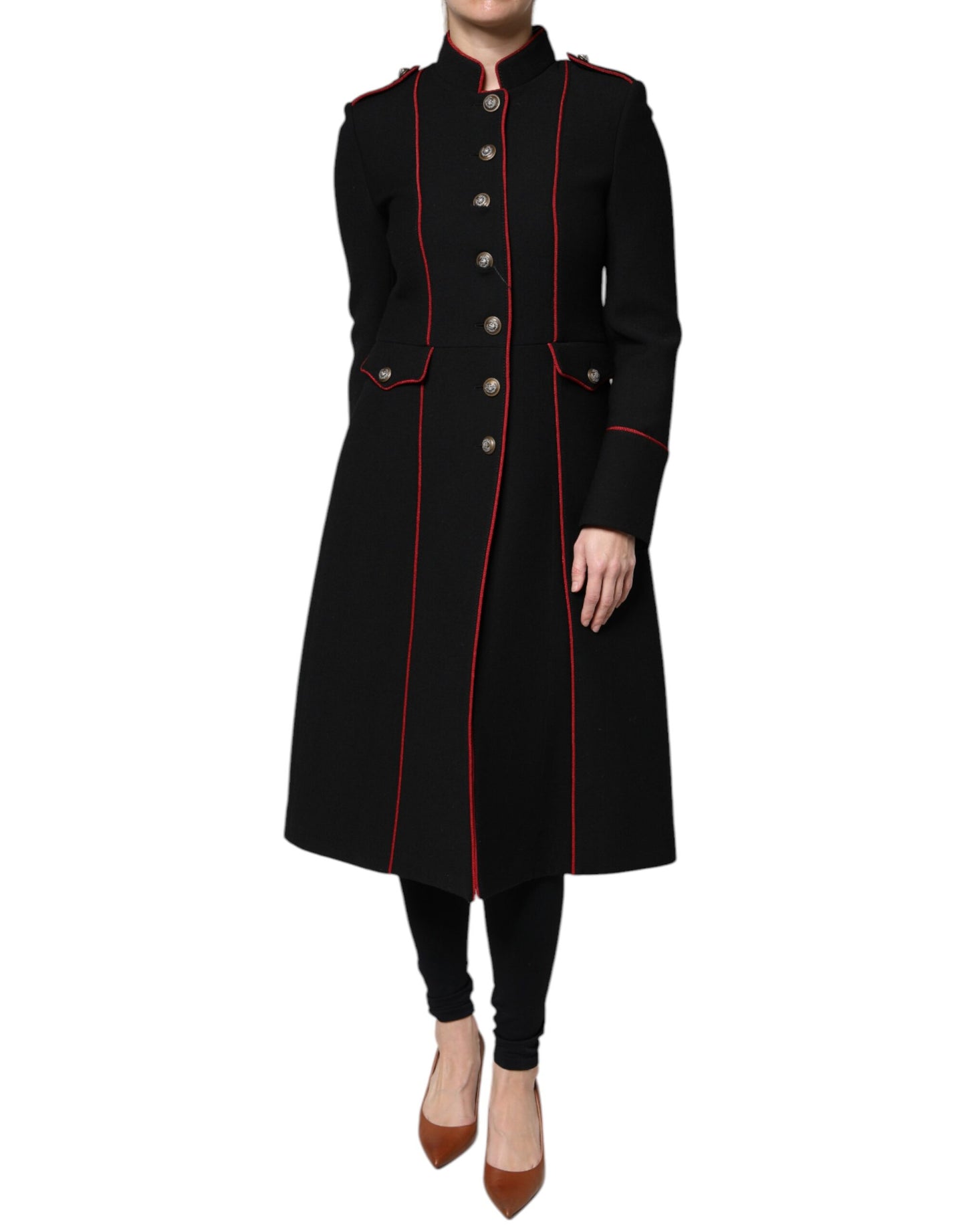 Dolce &amp; Gabbana – Schwarze, einreihige Trenchcoat-Jacke